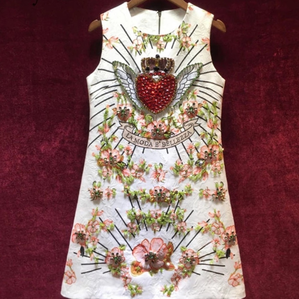 Embroidered beaded designer style mini dress NWT